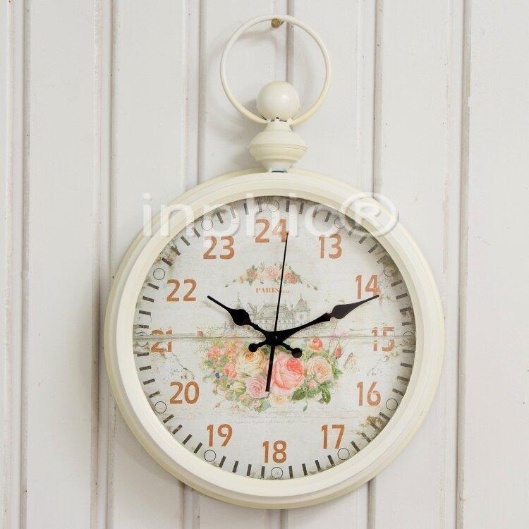 INPHIC-田園花卉掛鐘 樹脂工藝 個性搖擺鐘 客廳臥室