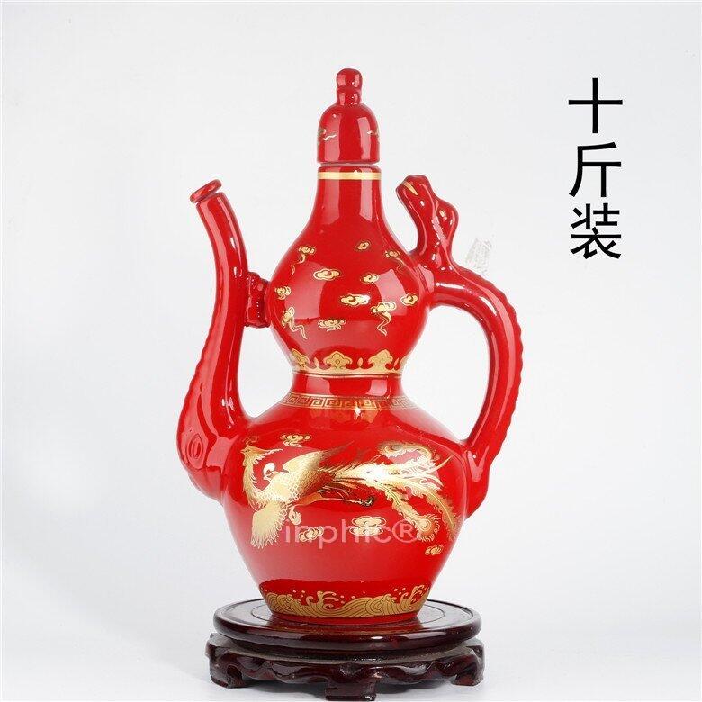 INPHIC-景德鎮 十斤彩花陶瓷酒瓶 10斤密封酒壇 空酒具 藍色大酒壺酒瓶