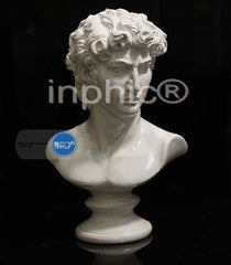 INPHIC-歐式 樹脂高亮白色複興人物大衛半身雕塑 會所家居靜物裝飾擺飾