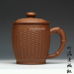 INPHIC-宜興紫砂杯全手工茶杯 蓋杯 壺把杯 段泥竹漏老板杯約400cc