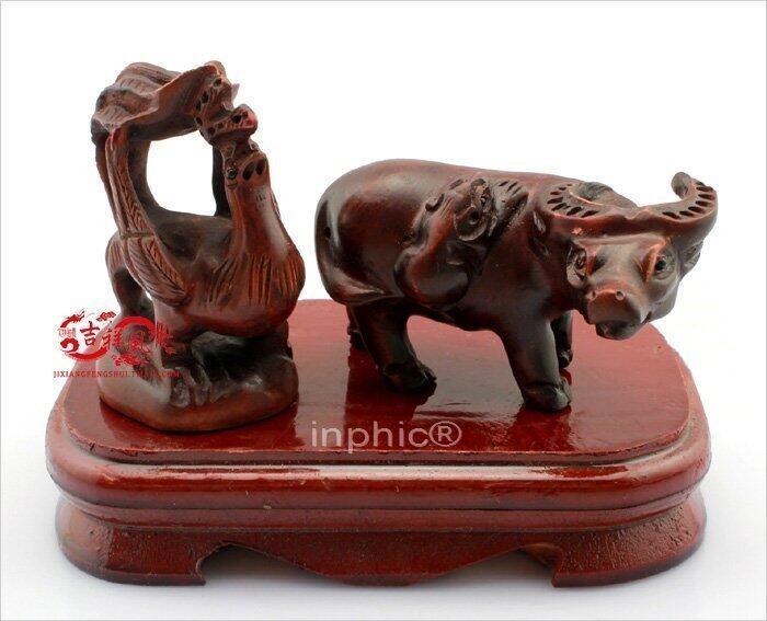 INPHIC-開運 開光菩提司晨金葉擺件 寶葫蘆隨身金卡擺件酉啼福牛(一對帶底座)