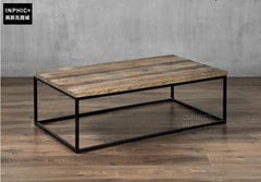 INPHIC-美式鄉村 舊門板鐵藝做舊復古風格咖啡桌茶幾-B款