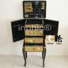 INPHIC-田園金箔 手彩繪漆器 帶鏡首飾櫃飾物櫃裝飾抽屜櫃