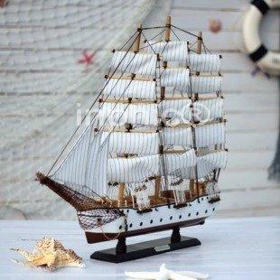 INPHIC-80cm多帆船 地中海風船 原木手工船 船擺飾 道具 佳品