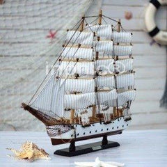 INPHIC-80cm多帆船 地中海風船 原木手工船 船擺飾 道具 佳品