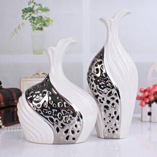 INPHIC-歐式陶瓷花瓶現代時尚擺飾電鍍銀花瓶鏤空家居裝飾客廳工藝品瓷器