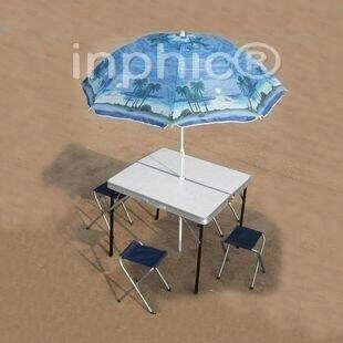 INPHIC-加厚折疊桌椅帶4椅子 便攜式鋁合金野餐桌 折疊椅 凳子