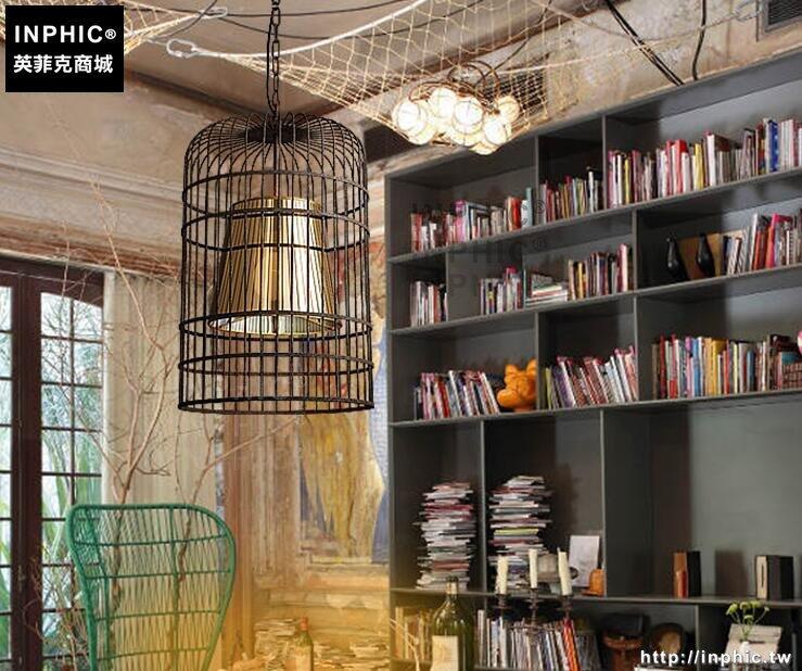 INPHIC- 中式鐵藝餐廳酒吧復古中國風創意吧臺茶樓茶館個性鳥籠吊燈-做舊色中款