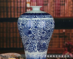 INPHIC-景德鎮陶瓷器 手繪青花瓷龍鳳呈祥梅瓶 現代時尚擺飾家居工藝擺設