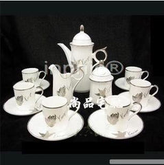 INPHIC-景德鎮骨瓷北歐銀葉咖啡具 15頭套裝