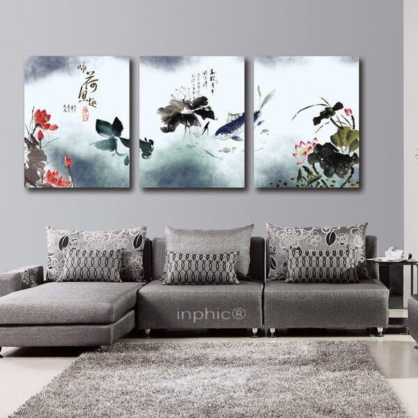 INPHIC-【30x40cm】客廳現代 詠荷魚趣壁畫 無框壁畫 無框 【無框畫】