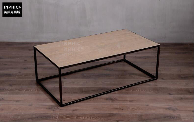 INPHIC-北歐鄉村鐵木茶幾 工業風復古做舊榆木桌面客廳傢俱-B款