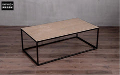 INPHIC-北歐鄉村鐵木茶幾 工業風復古做舊榆木桌面客廳傢俱-B款