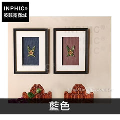 INPHIC-裝飾畫實物畫會所沙發背景牆掛畫餐廳有框畫東南亞泰式-藍色