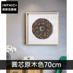 INPHIC-餐廳金蓮裝飾畫實物玄關東南亞客廳掛畫木雕-圓芯原木色70cm