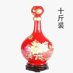 INPHIC-景德鎮十斤裝中國紅陶瓷酒瓶 10斤裝密封酒罈 空酒具 花開富貴