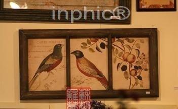 INPHIC-仿舊木質實木進口版權有框裝飾畫鄉村鳥三格鳥牆面裝飾