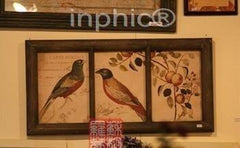 INPHIC-仿舊木質實木進口版權有框裝飾畫鄉村鳥三格鳥牆面裝飾