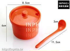 INPHIC-有蓋勺子調味罐調味盒瓶調料罐鹽罐套裝廚房用品調料盒收納儲物瓶-橘色