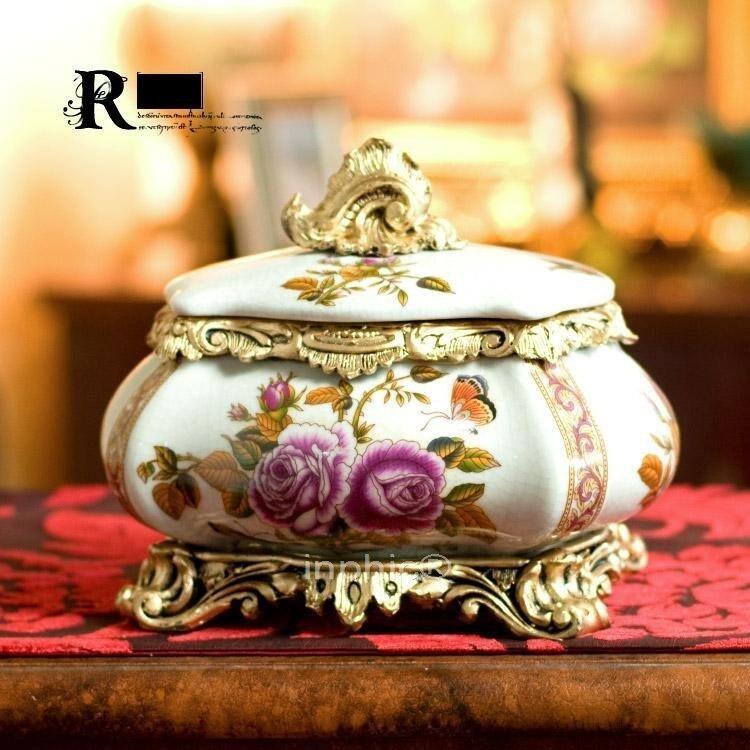 INPHIC-歐式奢華 裂紋陶瓷樹脂首飾盒收納盒 裝飾品擺飾