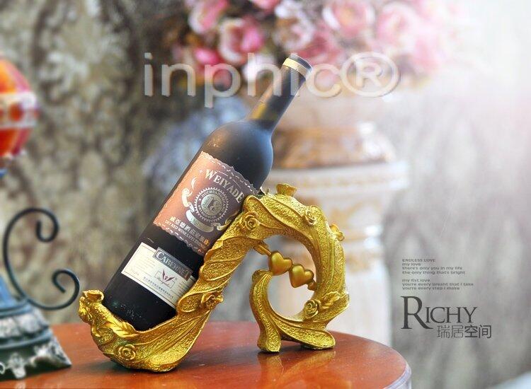 INPHIC-歐式金色時尚樹脂 紅酒架裝飾擺飾