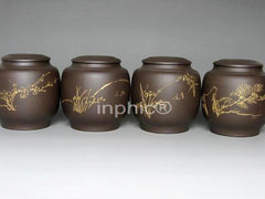 INPHIC-紫玉金砂紫砂手工茶葉罐醒茶存茶罐紫泥梅蘭竹菊