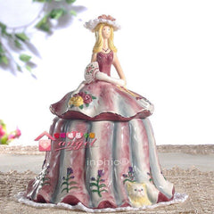 INPHIC-歐式窈窕淑女陶瓷密封罐餅乾罐茶葉罐家居飾品（配手鉤花墊）