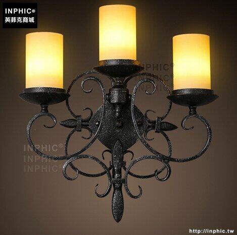 INPHIC- 美式鄉村風格臥室牆燈歐式復古走廊玻璃單頭鐵藝蠟燭臺壁燈-J款