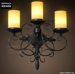 INPHIC- 美式鄉村風格臥室牆燈歐式復古走廊玻璃單頭鐵藝蠟燭臺壁燈-J款