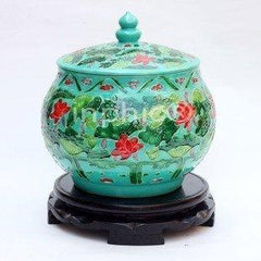 INPHIC-ZF-D207 景德鎮 宮廷紅龍鳳雕刻彩繪陶瓷罐 復古 工藝擺飾