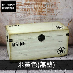 INPHIC-家居換鞋凳陳列試鞋實木收納箱創意櫥窗復古道具-米黃色(無墊)