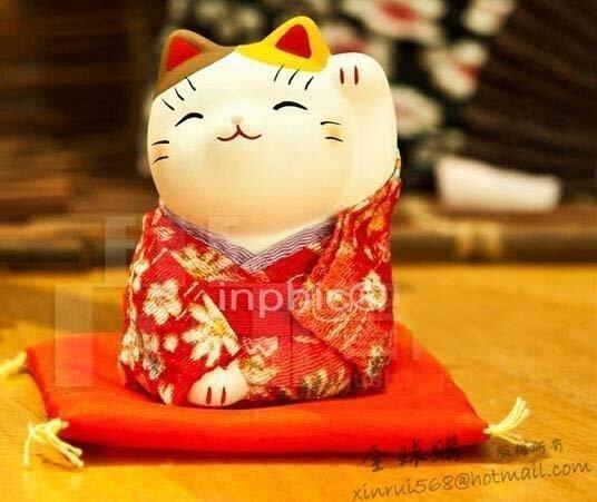 INPHIC-開運 藥師窯 財運貓 招財貓 陶瓷 擺飾 彩繪 開業 招福 錦彩 日本進口 店開業 家居擺放