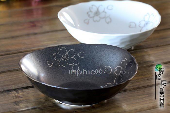 INPHIC-陶瓷餐具對碗描金黑白櫻花拉麵碗麵碗湯碗大碗瓷碗