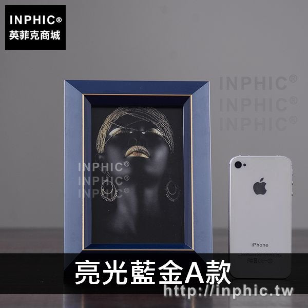 INPHIC-桌面相框家居擺件玻璃歐式裝飾品家居辦公室擺設-亮光藍金A款