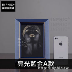 INPHIC-桌面相框家居擺件玻璃歐式裝飾品家居辦公室擺設-亮光藍金A款