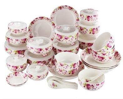 INPHIC-陶瓷餐具套件32頭密封保鮮飯碗玫瑰之約組合套裝