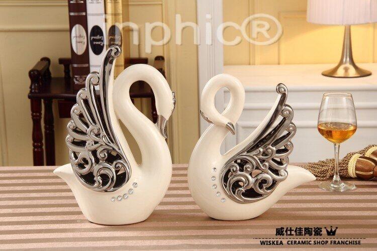 INPHIC-新款鑲鑽白瓷天鵝 家居裝飾擺飾 現代家庭裝修擺設