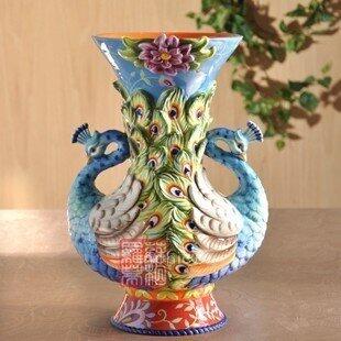 INPHIC-錦繡孔雀陶瓷大花瓶 新房生日品 家居裝飾花器