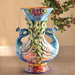 INPHIC-錦繡孔雀陶瓷大花瓶 新房生日品 家居裝飾花器