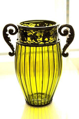 INPHIC-鑄鐵工藝玻璃花瓶 人工吹製 經典綠色透明玻璃花瓶