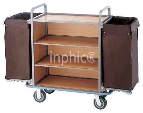 INPHIC-客房服務車房口車工作車清潔車毛巾收集車 咖啡色布袋
