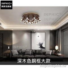 INPHIC-客廳造型吸頂燈餐廳燈實木藝術臥室書房設計新中式-深木色銅框大款