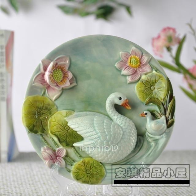 INPHIC-新居 我家後院有白鵝 陶瓷3D掛盤裝飾盤 (送架）