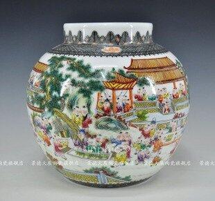 INPHIC-精品陶瓷客廳擺飾 手繪粉彩百子圖 家居裝飾品