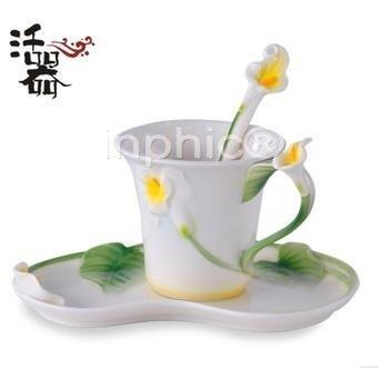 INPHIC-琺瑯瓷 時尚 咖啡杯 套裝 歐式杯碟 送禮佳品 瓷細花柔