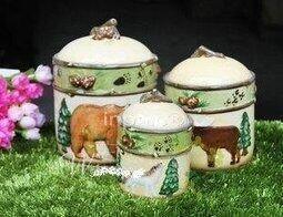 INPHIC-陶瓷儲物罐收納瓶子茶葉罐糖果乾果花生豆子 大中小3個密封罐