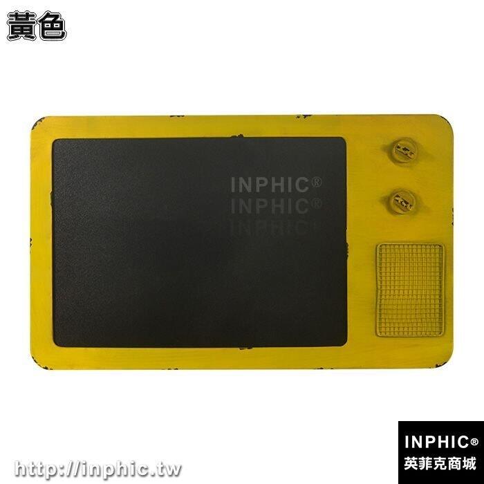 INPHIC-居家復古仿古電視機小黑板掛飾酒吧咖啡廳復古吧臺掛牌留言板-黃色