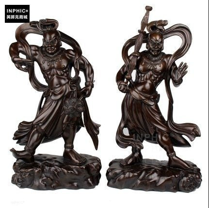 INPHIC-佛像 全黃銅哼哈二將工藝品銅制門神寺廟裝飾品千里眼順風耳擺件