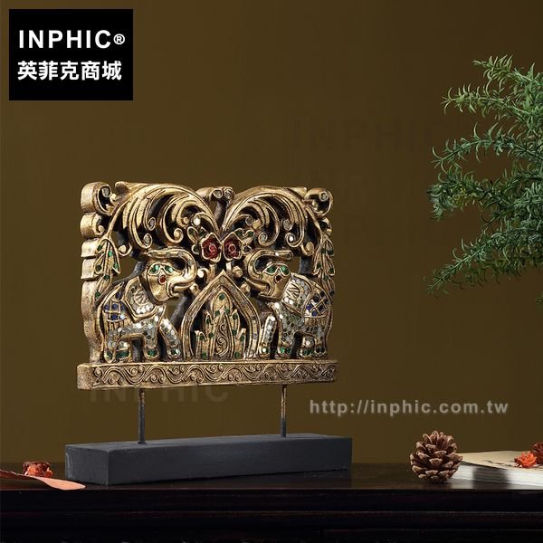 INPHIC-裝飾泰國大象東南亞擺設擺飾桌面裝飾客廳鏤空雕刻木雕動物