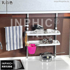 INPHIC-免安裝吸盤置物架廁所廚房塑膠瀝水收納籃2層擺放架子-乳白色